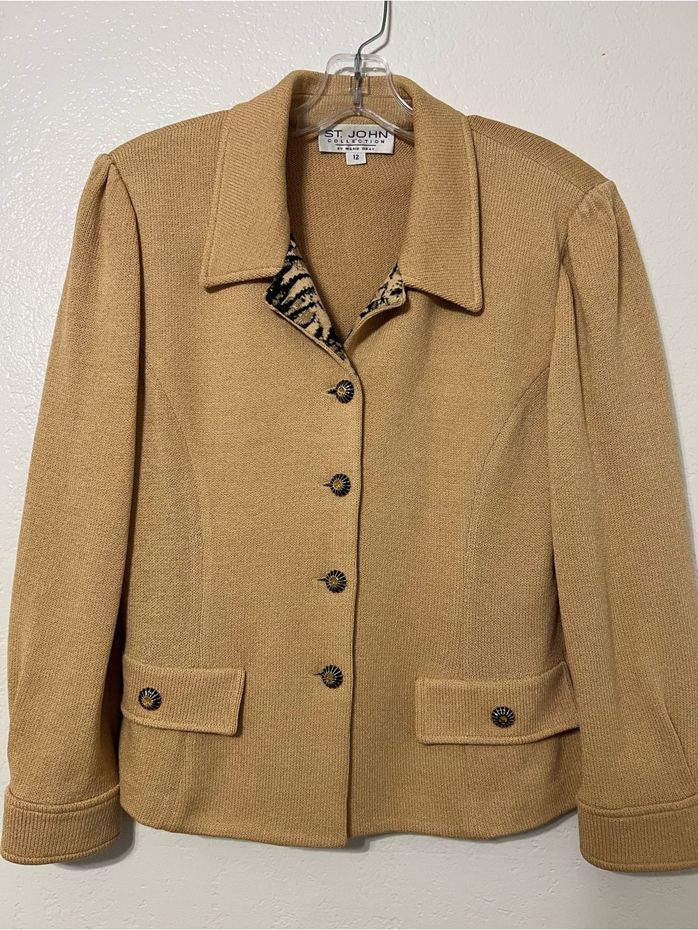 St. John Collection Marie Gray Knit Skirt Suit Set Camel Tan Luxe Career Chic - Picture 4 of 10